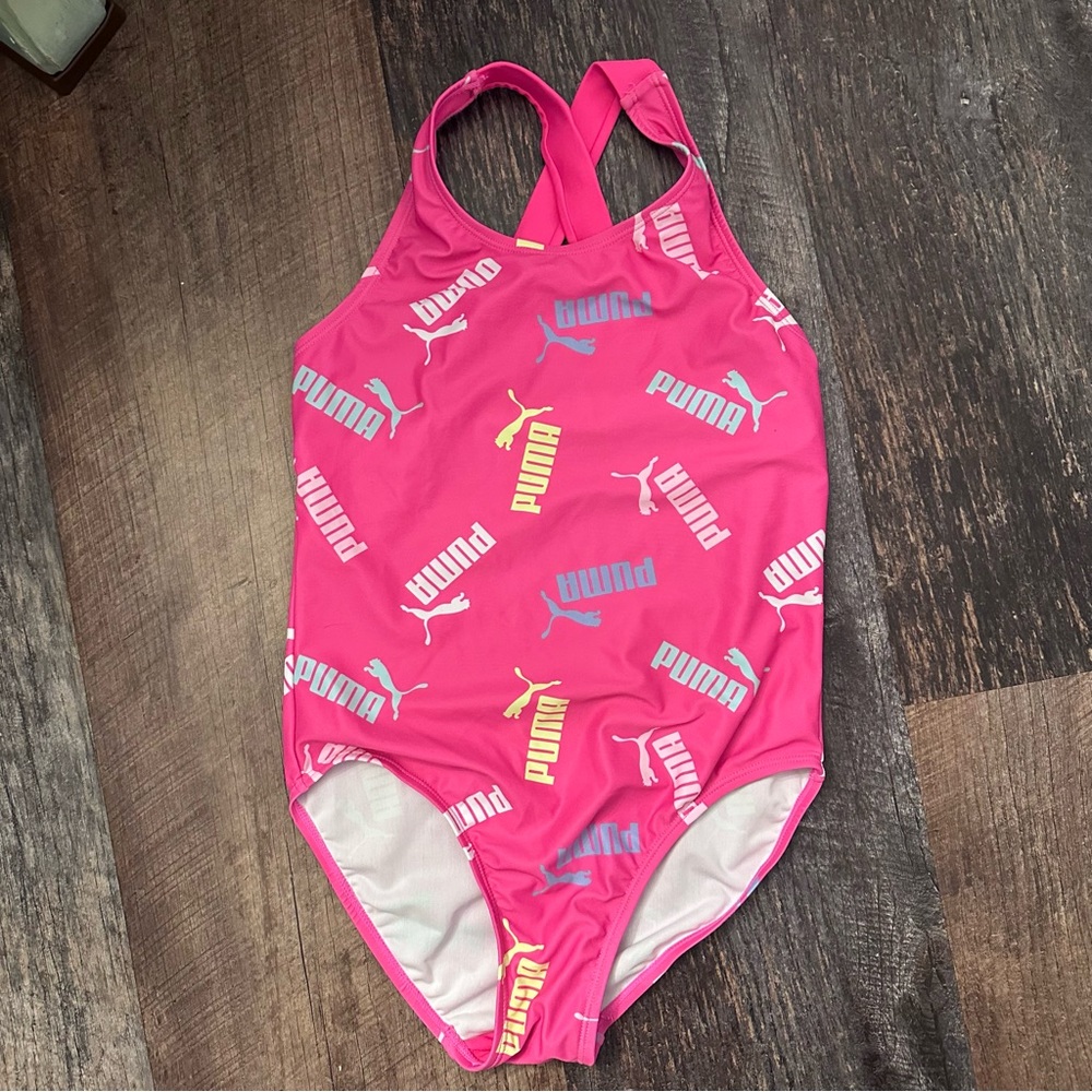 Puma Girls' Hot Pink Logo One-Piece Swimsuit